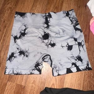 Gray and Black Tie-Dye Shorts